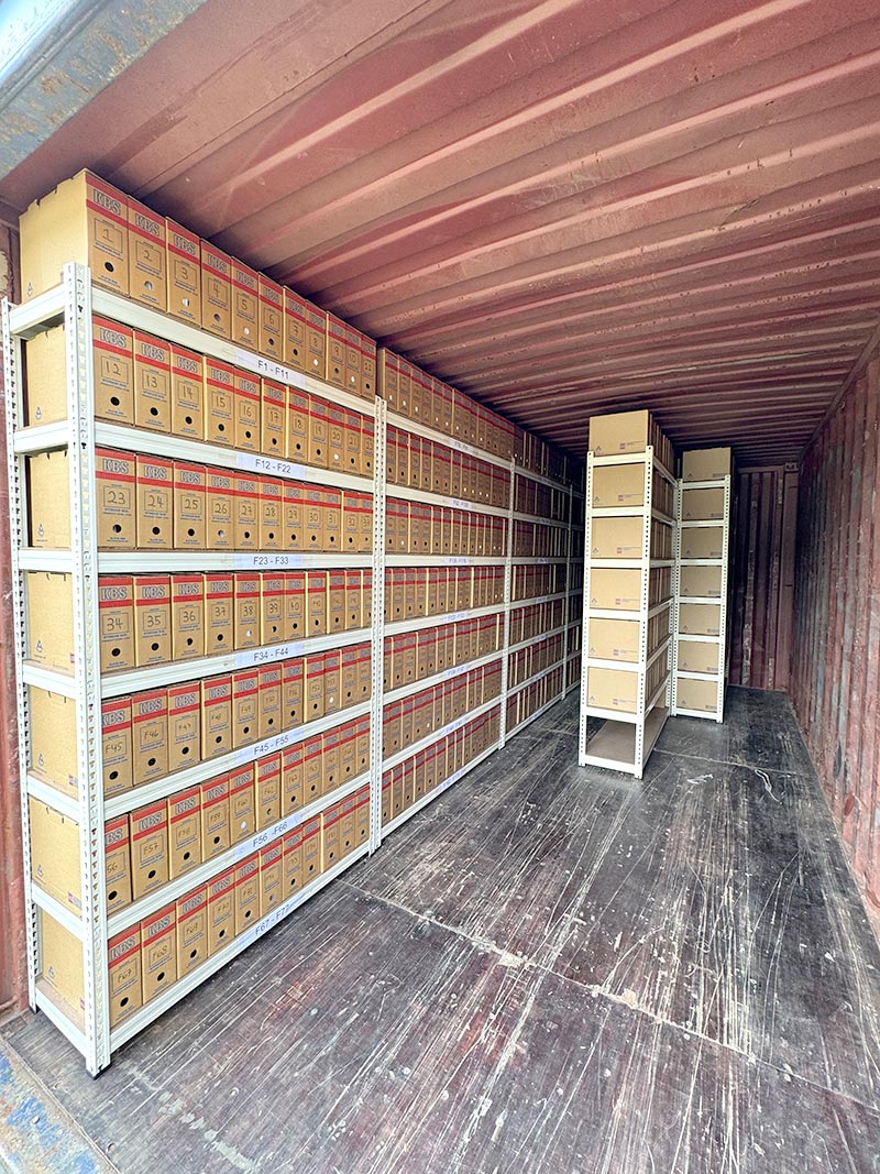 kbs metal racking filing room in 40 ft container selangor plantation company